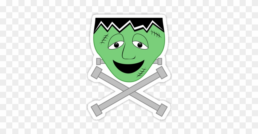 Cartoon Frankenstein Monster Face And Crossbolts Stickers - Frankenstein's Monster #507300