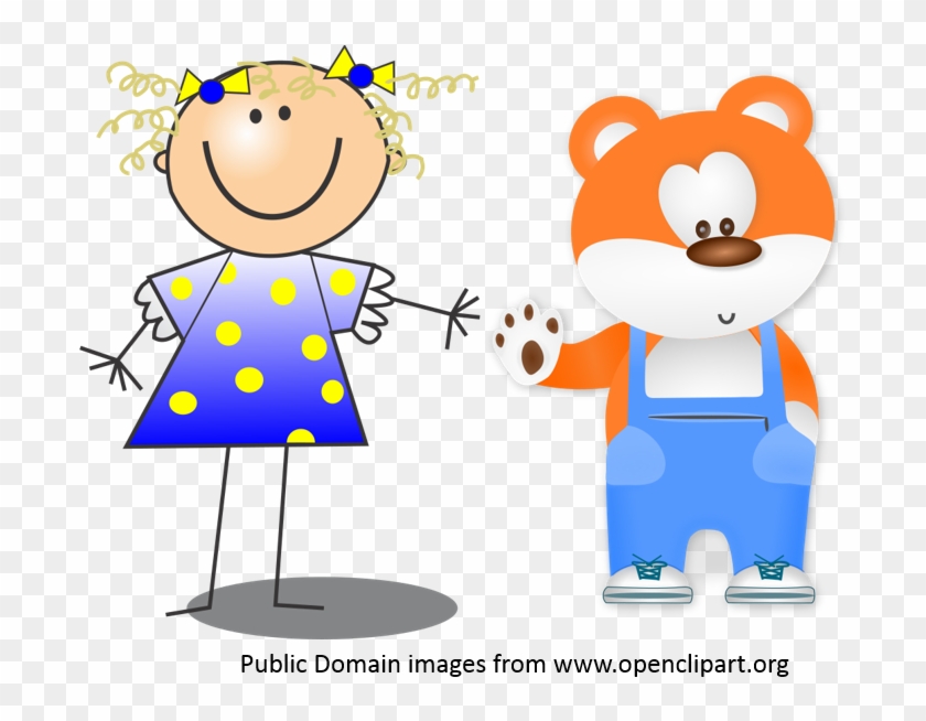 Girl And Bear - Stick Figure With Hair #507433