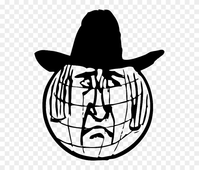 World, Earth, Hat, Sad, Cowboy, Frown, Unhappy - Cowboy Globe Shower Curtain #507626