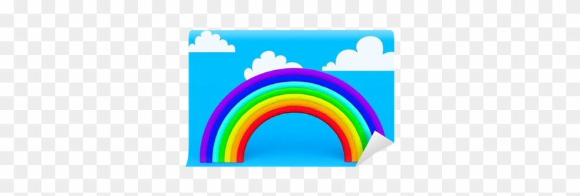 Plasticine Rainbow With White Clouds Wall Mural • Pixers® - Circle #507968