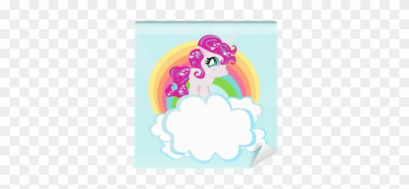 Card With A Cute Unicorn Rainbow In The Clouds - El Arcoiris Del Unicornio #507972