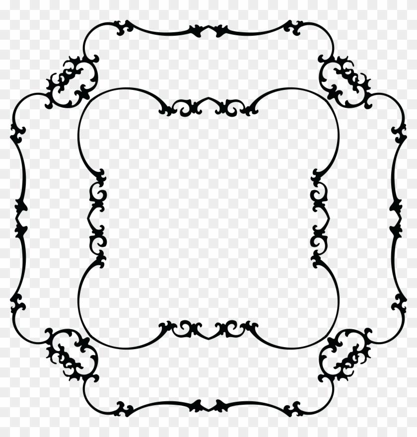 Free Clipart Of A Fancy Floral Frame Black And White - Clip Art #508226
