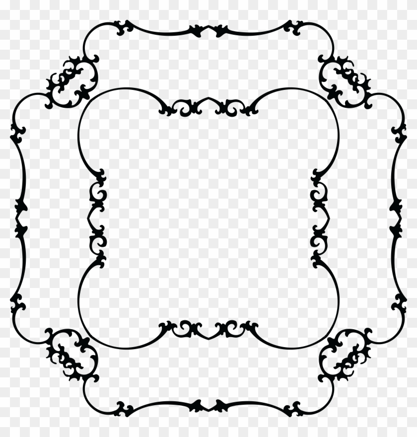 Free Clipart Of A Fancy Floral Frame Black And White - Clip Art #508226