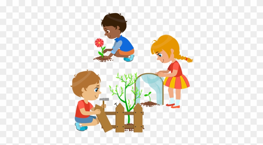 Pin Children Gardening Clipart - Cartoon Picture Of Children Planting #508321