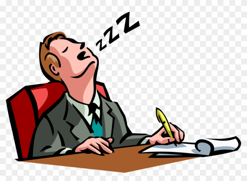 Vector Illustration Of Exhausted Businessman Falls - Sleeping On The Job #508333