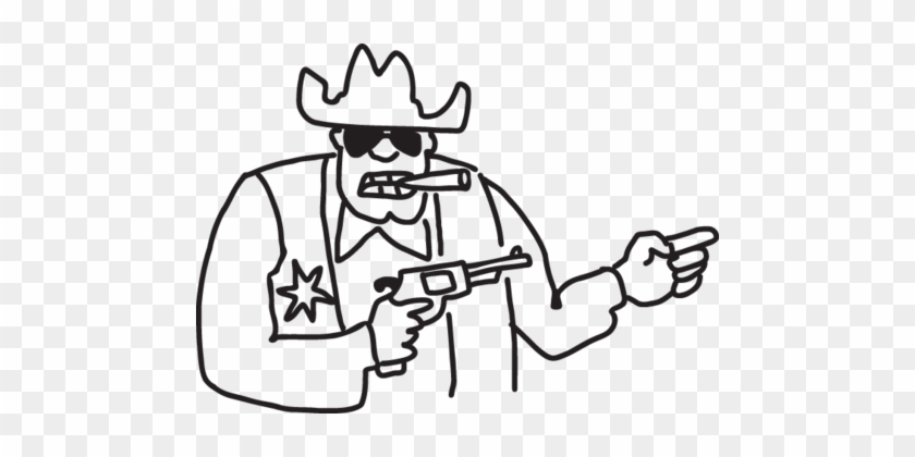 Naive Cartoon Of Sheriff With Gun - Wild West Doodle #508507