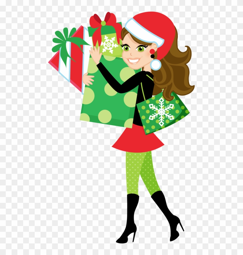 Pin Christmas Girl Clipart - Christmas Shopping Cupcake Toppers, 14 Christmas Shopping #508538