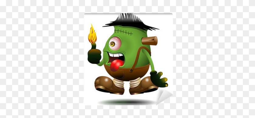 One Eyed Frankenstein Monster Cartoon On Fire-vector - Cartoon #509195