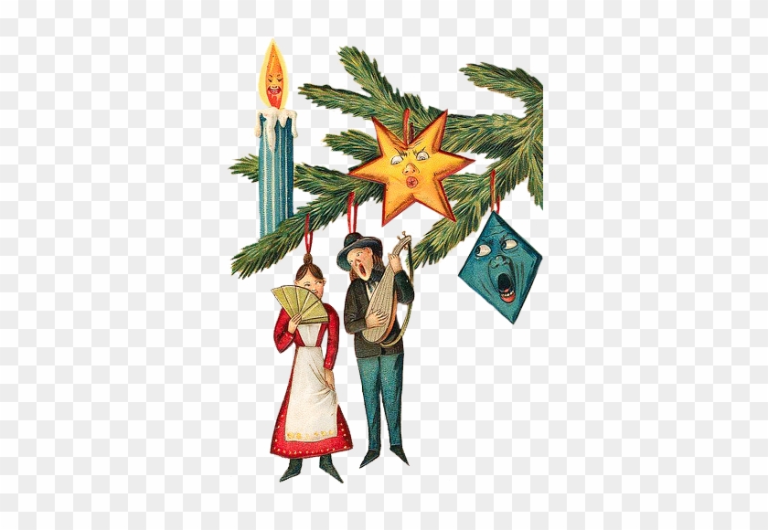 Singing Christmas Tree Decorations, Christmas Clip - Vintage Wunderliche Weihnachtsgruß-karte Karte #509532