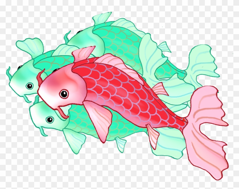 Three Green One Red Koi Fish - Koi Fish Tumblr Transparent #509668