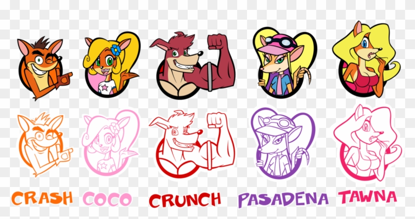 Super Crash 3d World Dlc- Character Icons By Blumoontoons - Crash Bandicoot Tawna And Coco #511853