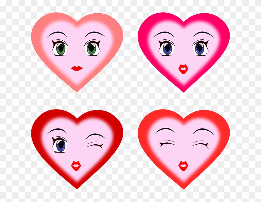 Eyes, Eye, Faces, Face, Cartoon, Heart, Love, Smiley - Cartoon Hearts With Faces #512098