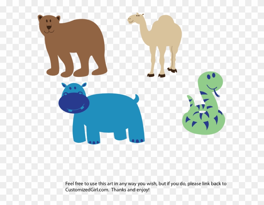 Bear Camel Hippo Snake Clip Art At Clker - Animals Noahs Ark Pillow Case #512318