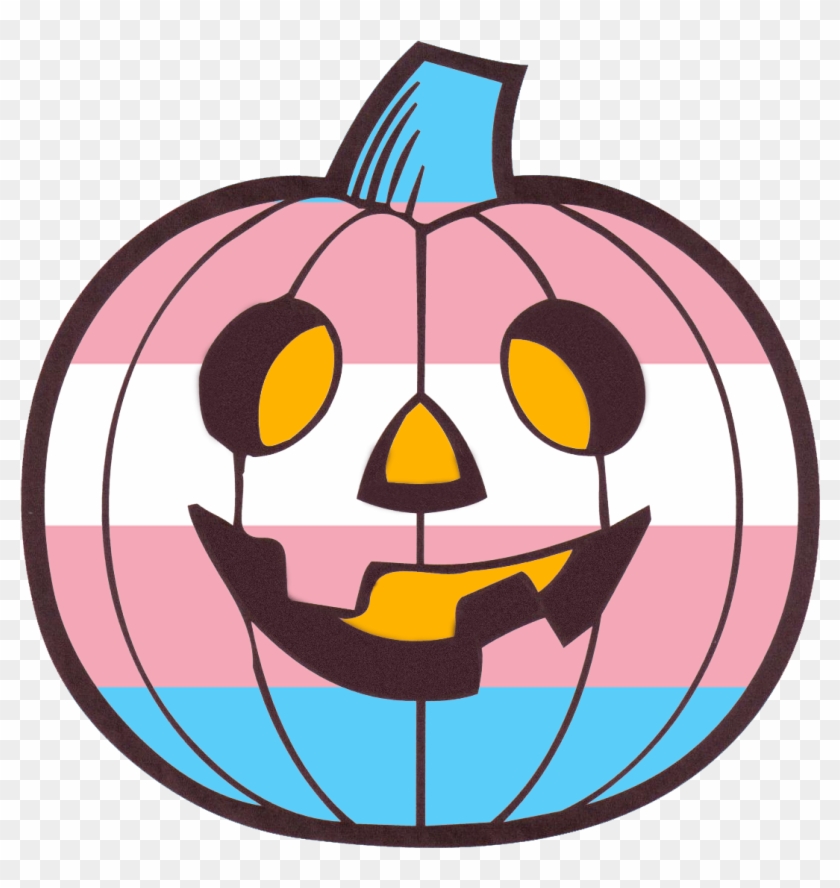 A Transparent, Festive Pumpkin For All Your Trans Halloween - Emoji Trans Flag Transparent #513355