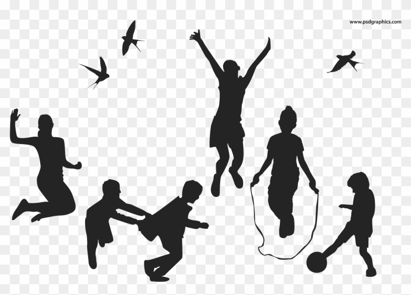 Playful Children Vector Silhouettes Psdgraphics Cold - Children Silhouette Png #514794