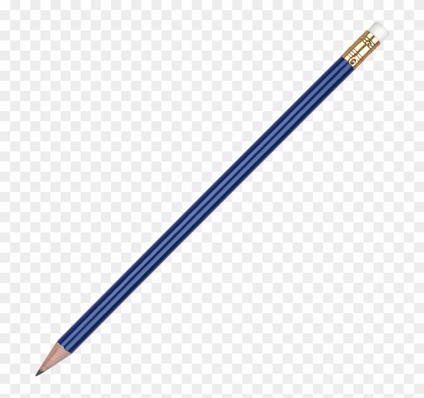 Oro Round Wooden Pencil With Eraser- Medium Blue - Blue Pencil #515047