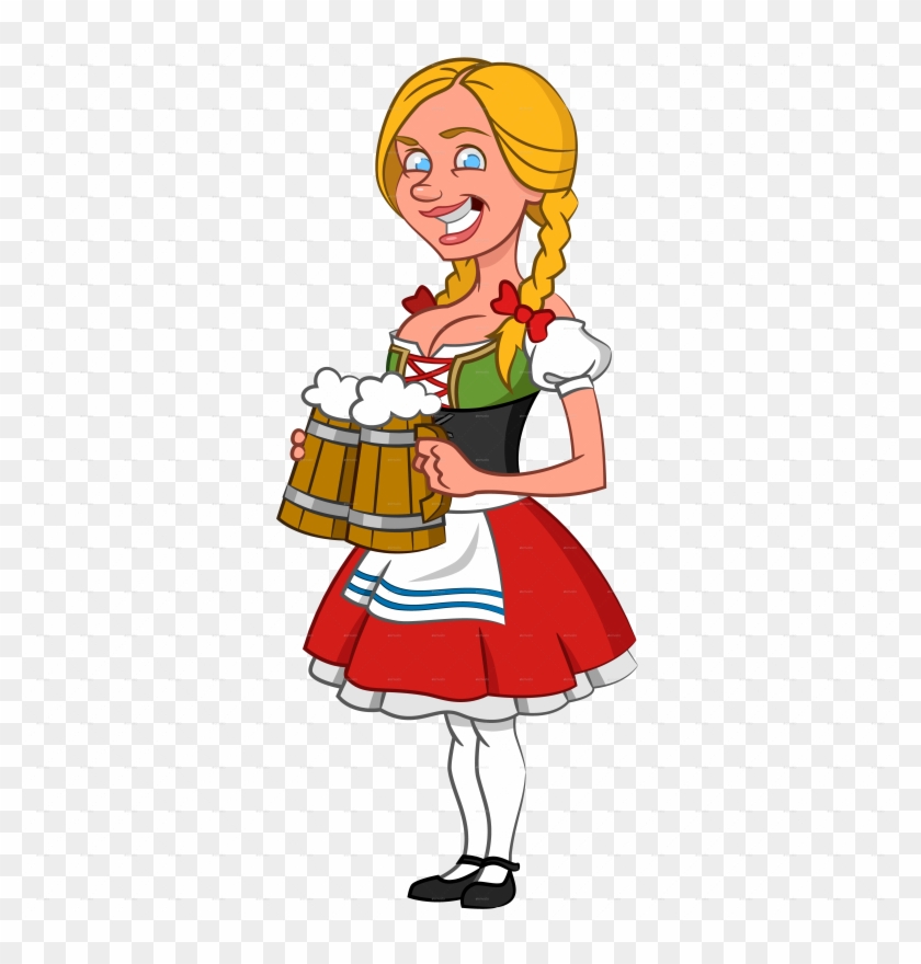 German Beer Girl Cartoon Clipart - Oktoberfest #515075