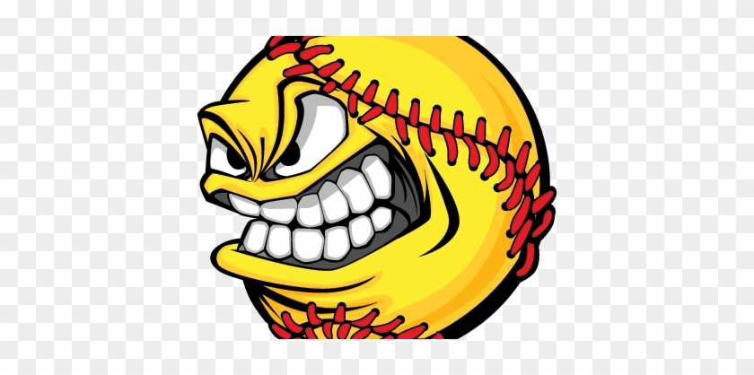 Mean-softball Right - Baseball Face Cartoon Ball #515518