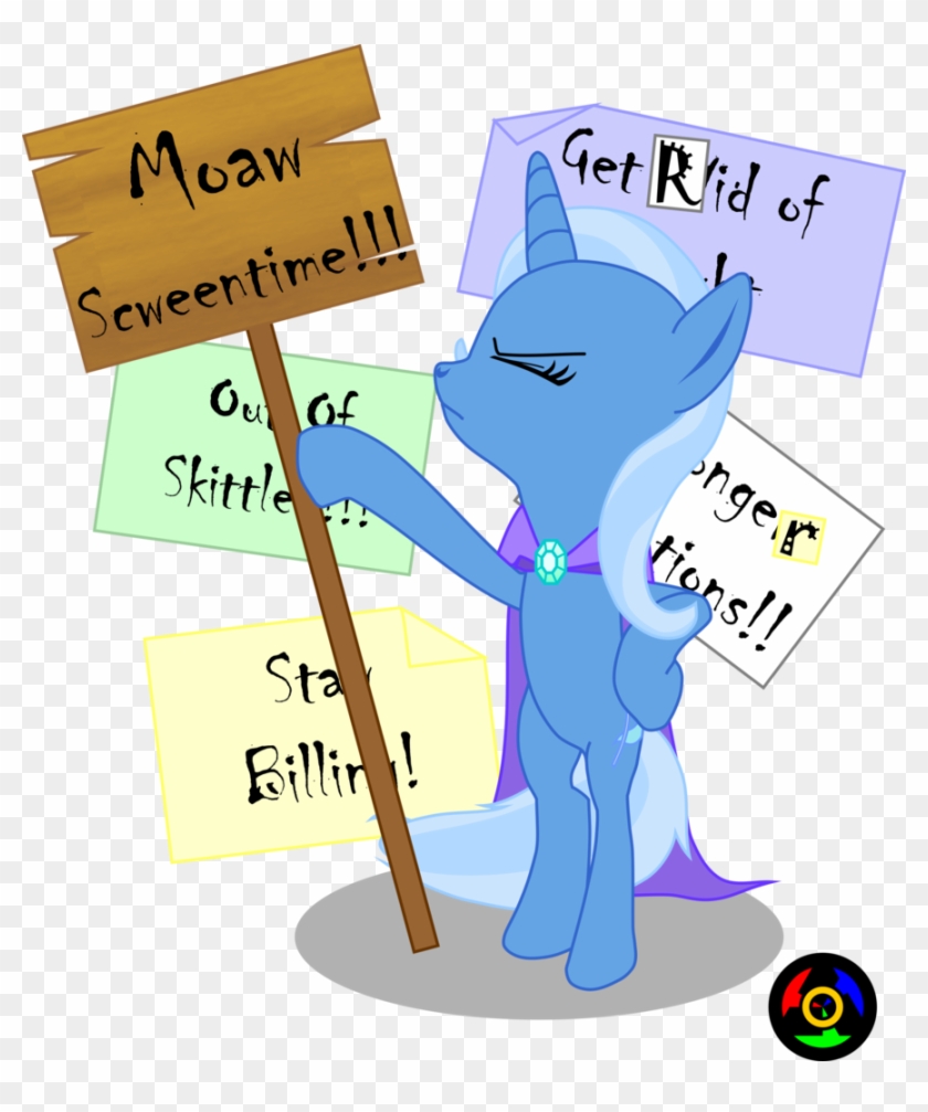 Kyoshyu, Bipedal, Picketing, Pony, Safe, Sign, Simple - Cartoon #515698