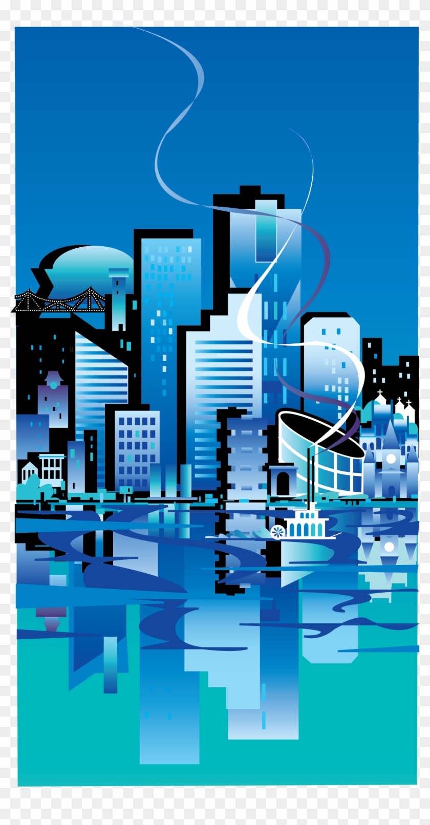 Blue Skyline Clip Art - Cityscape #516159