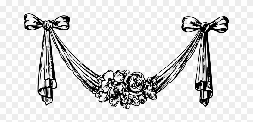 Swag Drapes Hanging Decoration Bows Floral - Flower Decoration Clip Art #516248