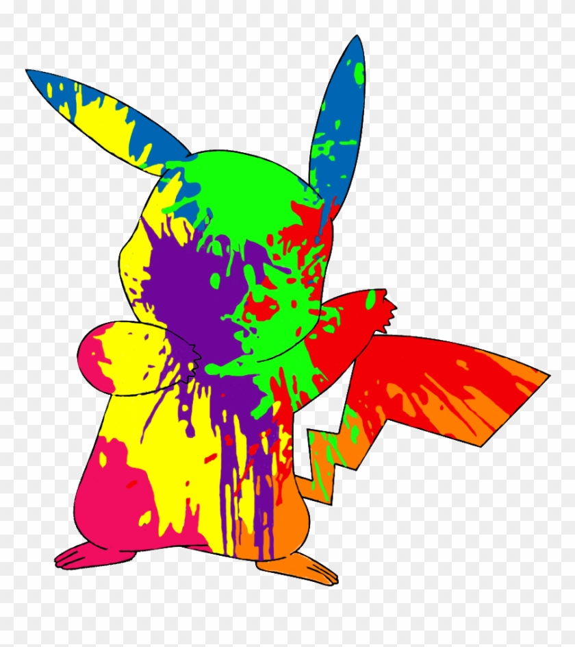 Paint Splatter Pikachu By Backapple On Deviantart - Trippy Pikatchu Transparante #516479
