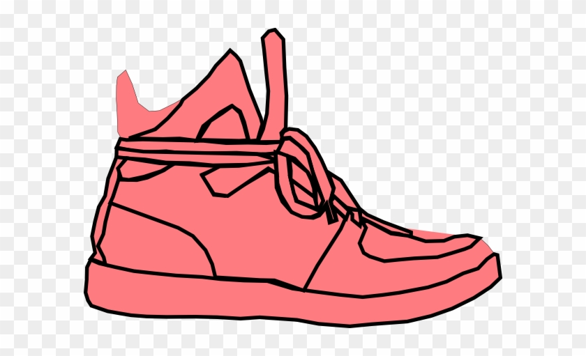 Pink Black Sneaker Svg Clip Arts 600 X 431 Px - Cartoon Shoe #516537