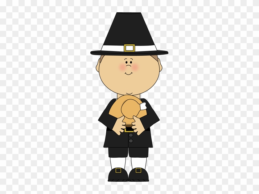 Pilgrim Boy Holding A Cooked Turkey - Free Clipart Of A Pilgrim #516639