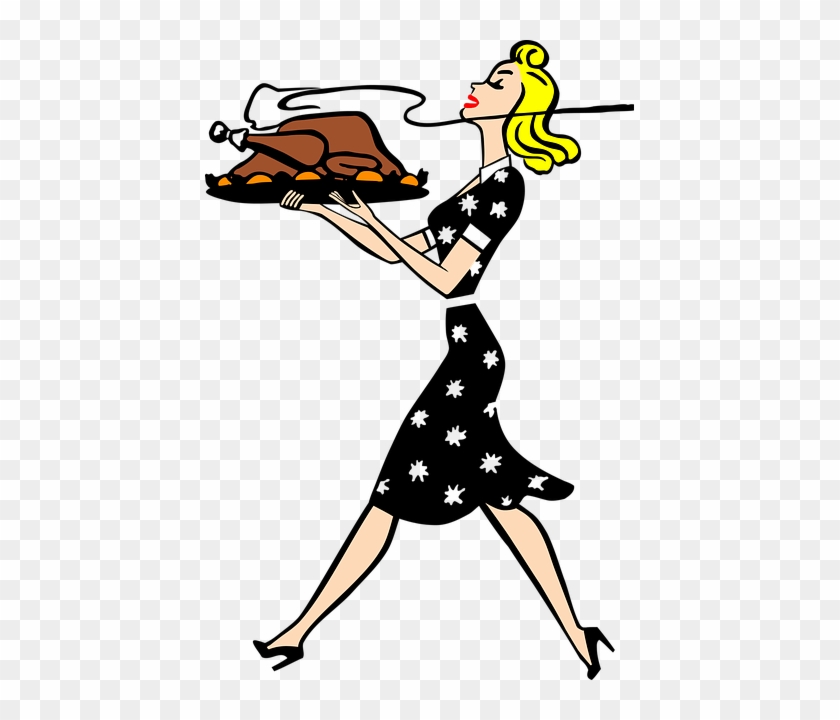 Dinner, Housewife, Retro, Thanksgiving, Turkey, Vintage - Thanksgiving Clip Art #516646