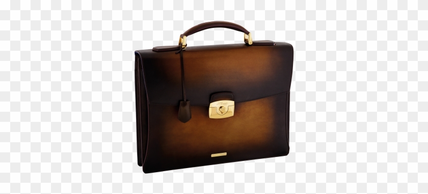 One Gusset Briefcase, Leather Gold Finishes - St Dupont Atelier Tobacco Brown Leather Briefcase - #516712