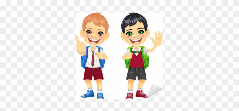 Vector Happy Smiling Schoolchildren Boys Sticker • - Hoc Sinh Tieu Hoc Vector #517270