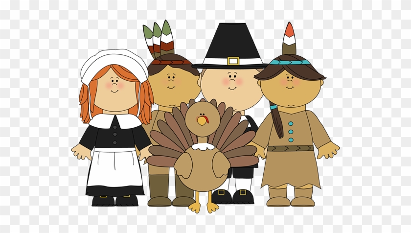 Free Thanksgiving Dinner Children Clipart To Color - Pilgrims Clipart #517766