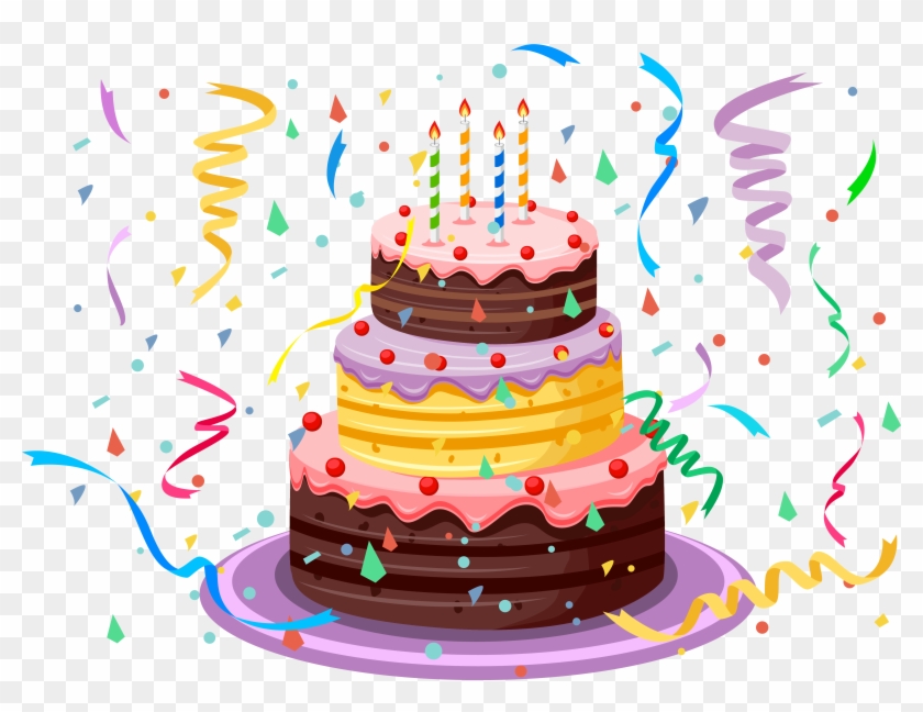 Birthday Cake With Confetti Png Clipart Picture - Happy Birthday Cake Clipart #517792