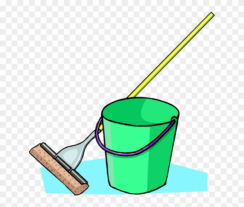 Free Water, Outline, Drawing, Cartoon, Broom, Bucket, - Mop And Bucket Clipart #518465