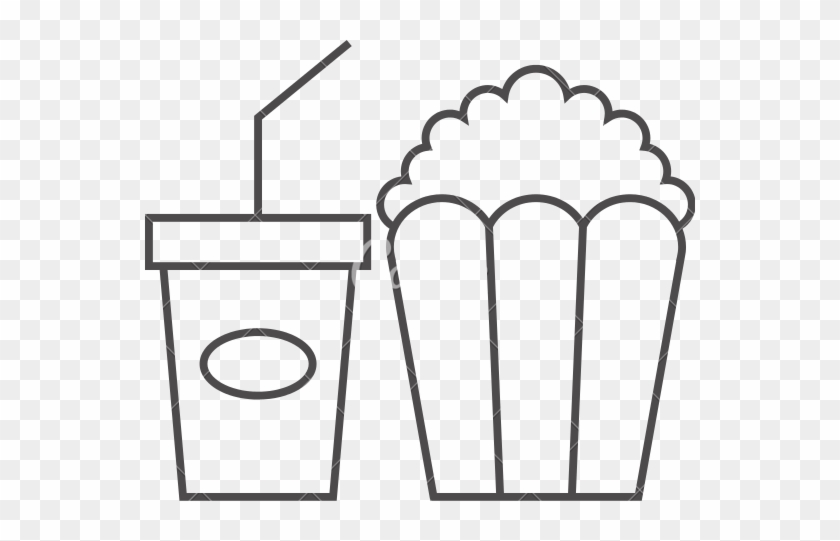 Outline Icon Soft Drinks And Popcorn - Sheep Animated #518739
