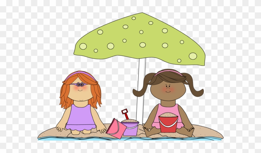 Girls Playing On The Beach Clip Art - Playing At The Beach Clipart #519109
