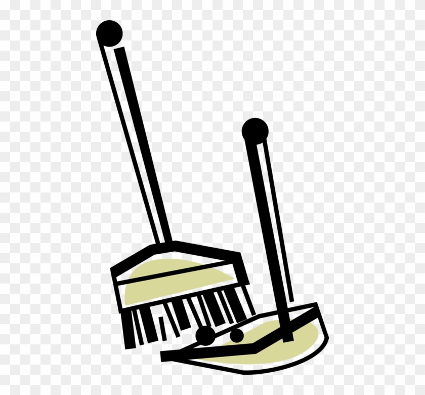 Vector Illustration Of Broom And Dustpan Cleaning Tools - Transparent Broom And Dustpan #520661