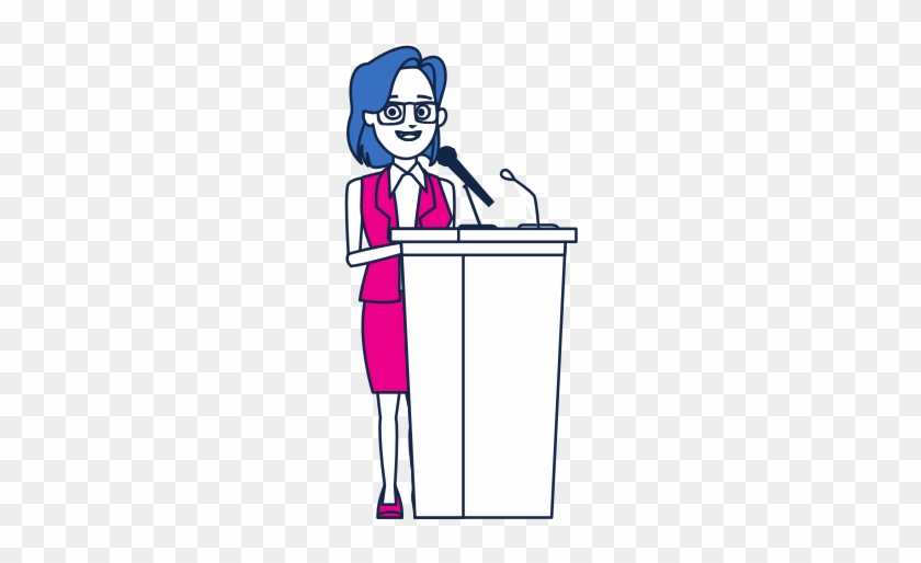 Politician Woman With Rostrum - Vector Graphics #520822
