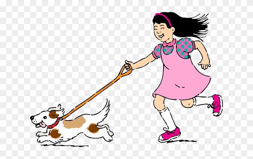 Running Child - Girl With Dog Clip Art #520886