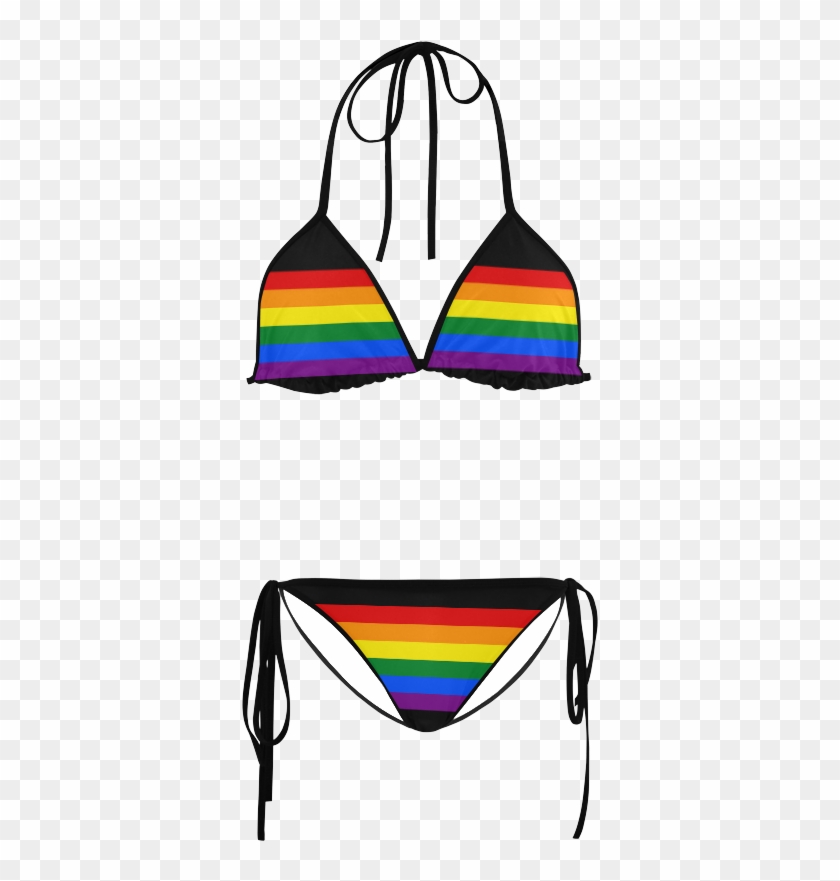 Gay Pride Rainbow Flag Stripes Custom Bikini Swimsuit - Bedlington Terrier Dog Custom Bikini Swimsuit #521365