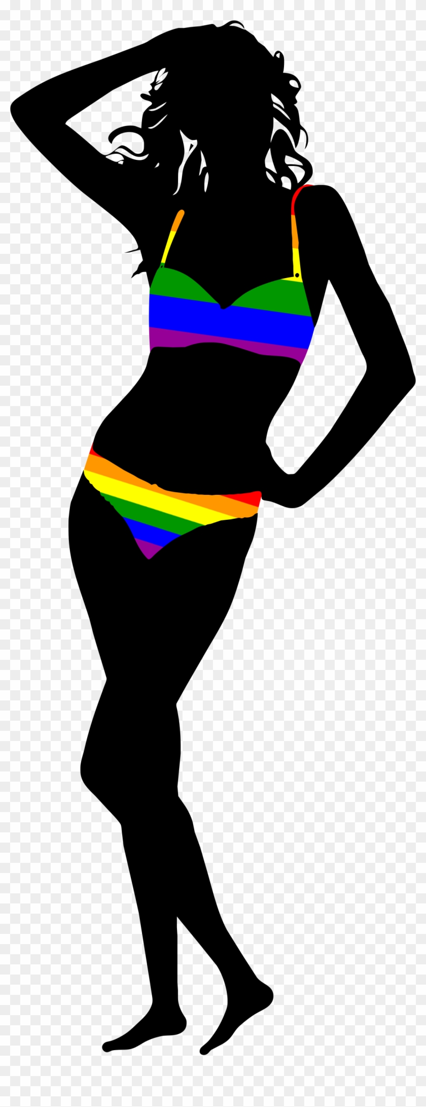 Rainbow Flag Gay Pride Lgbt Lesbian - Woman On Bikini Silhouette Png #521425
