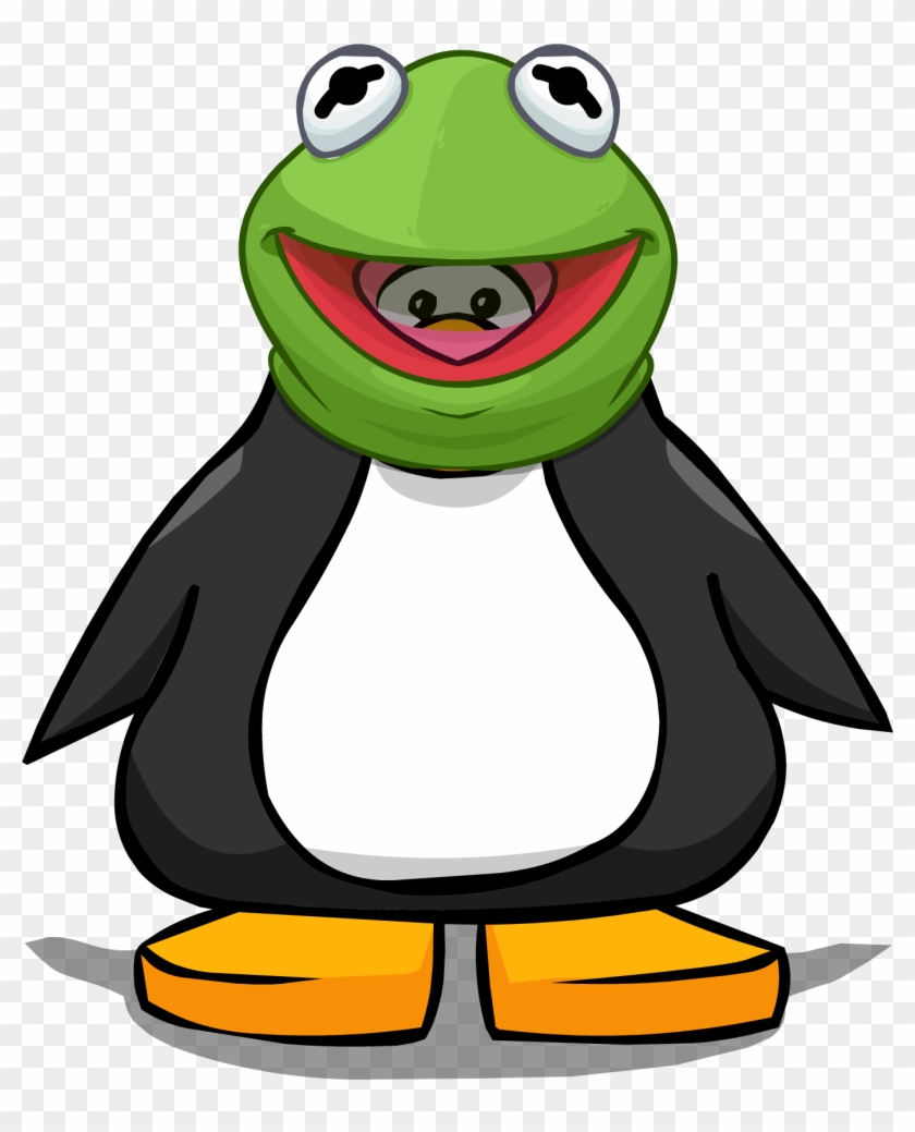 Kermit The Frog Head From A Player Card - Club Penguin With Hat #522120