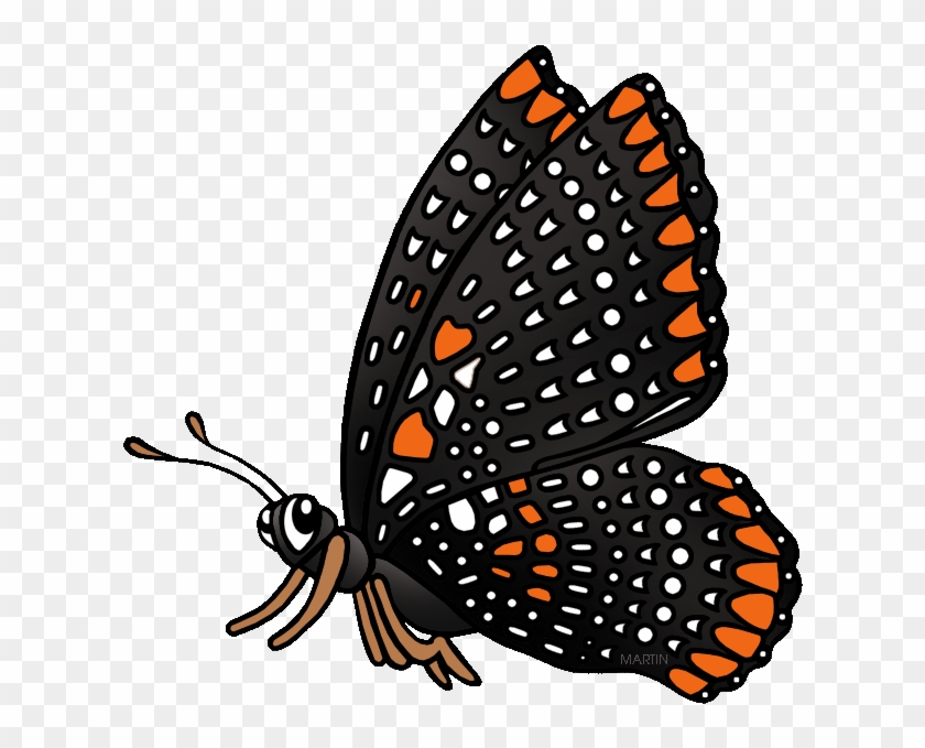 State Insect Of Maryland - Baltimore Checkerspot Butterfly Clipart #522895
