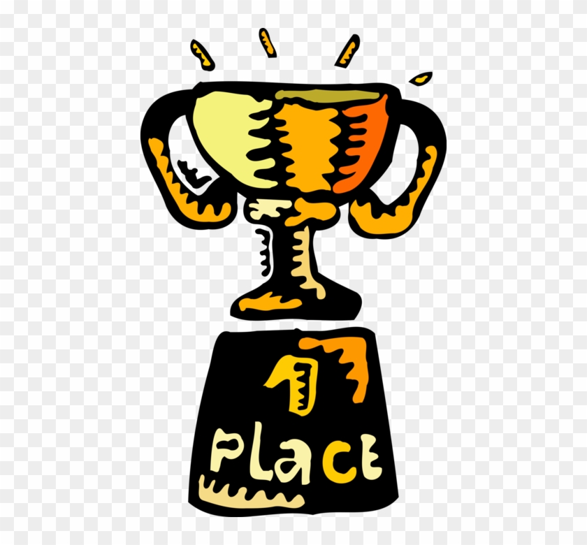 Vector Illustration Of 1st Place Winner's Trophy Prize - Clip Art Platz 1 #523025