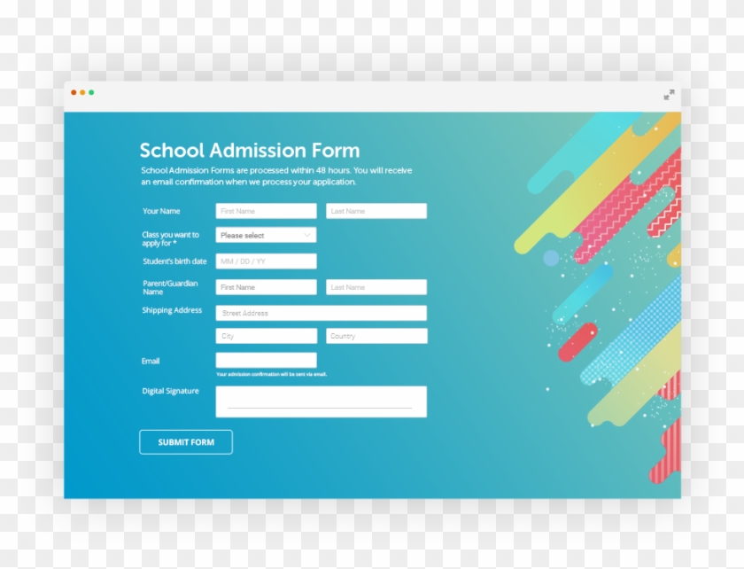 Online School Admission Form With Custom Design - Website Forms #523580