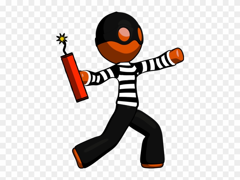 Orange Thief Man Throwing Dynamite - Orange #524128