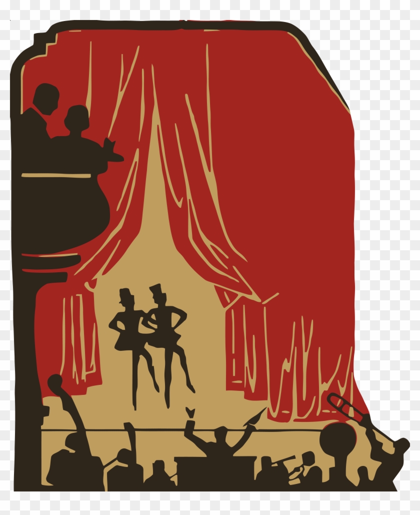 Free Clipart Of A Crowd Of Silhouetted People And A - Poster Wpa Vaudeville Frolic, Retro-werbung Big Box #524370