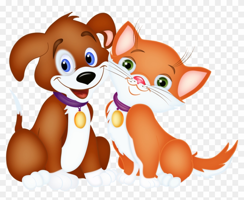 Dog Cat Kitten Puppy Clip Art - Animated Dog And Cat Png #524462