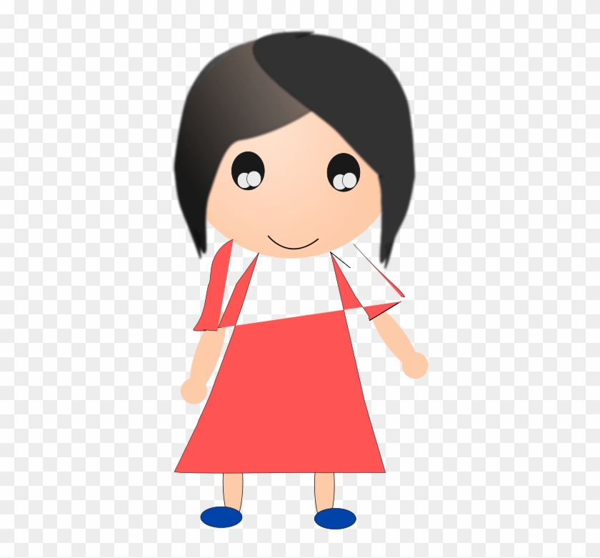 Girl In Red Dress - Clip Art #524688