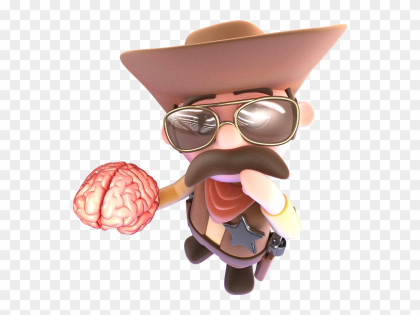 D Funny Cartoon Cowboy Sheriff Character Holding A - Drawing #524705